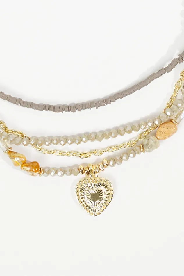 Altar039d State Layered Stone Bead Necklace Women Jewelry