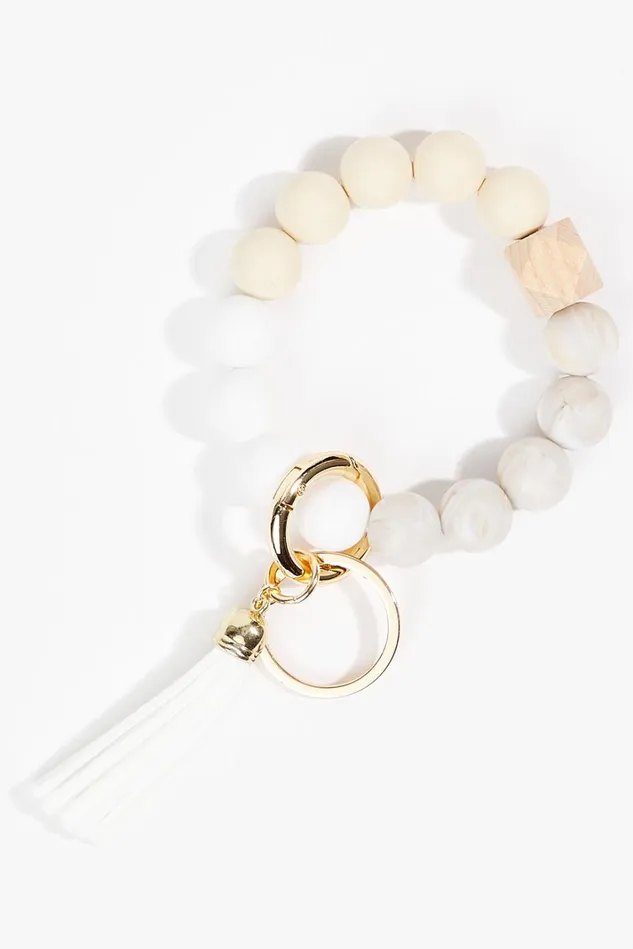 Altar039d State Mixed Marble Beaded Key Ring Women Keychains