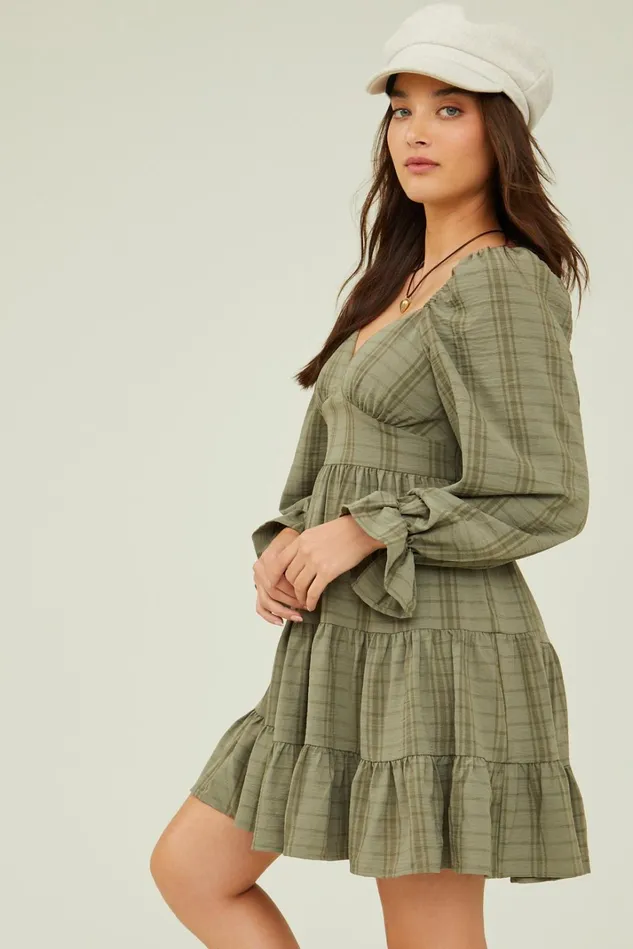 Altar039d State Natalie Plaid Tiered Dress Women Casual
