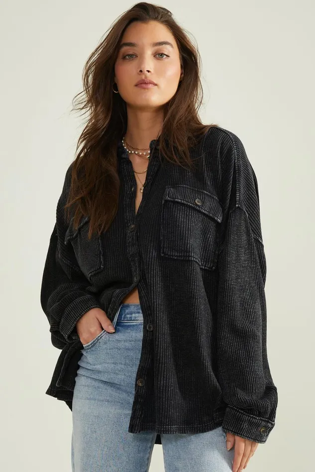 Altar039d State Neva Thermal Button Down Top Women Blouses
