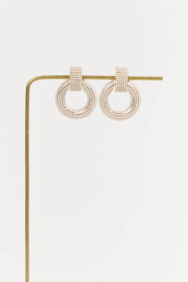 Altar039d State Pearl Encrusted Open Circle Dangle Earrings Women Jewelry