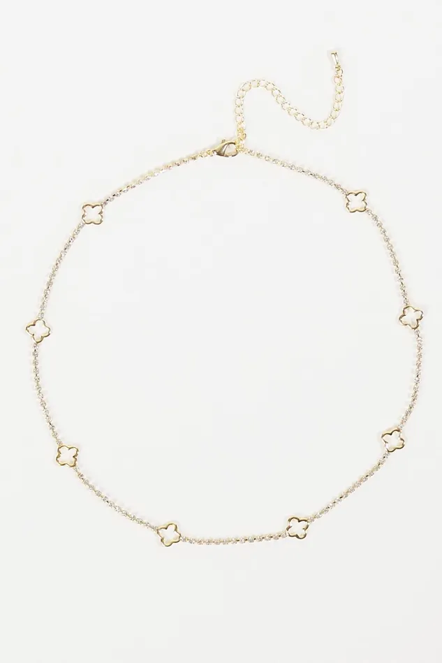 Altar039d State Rhinestone Clover Choker Necklace Women Jewelry