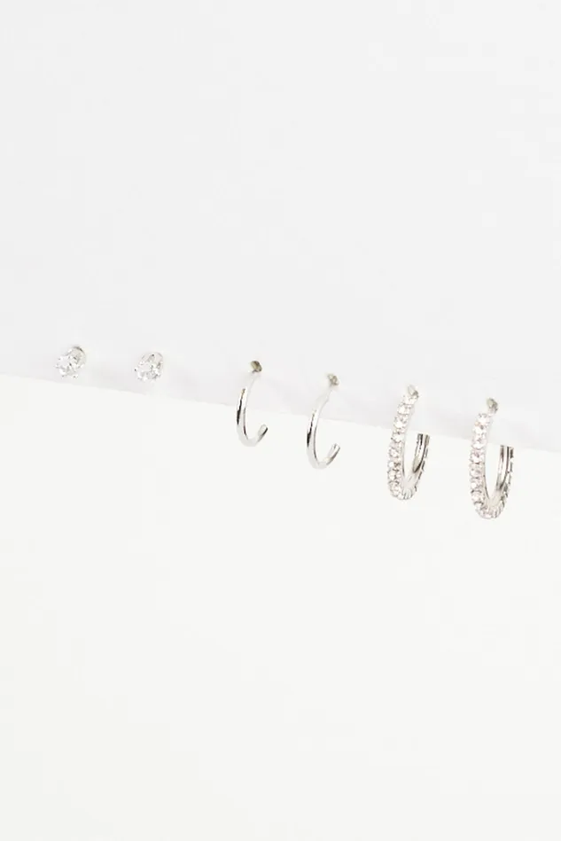 Altar039d State Rhinestone Mini Hoop Earring Set Women Jewelry