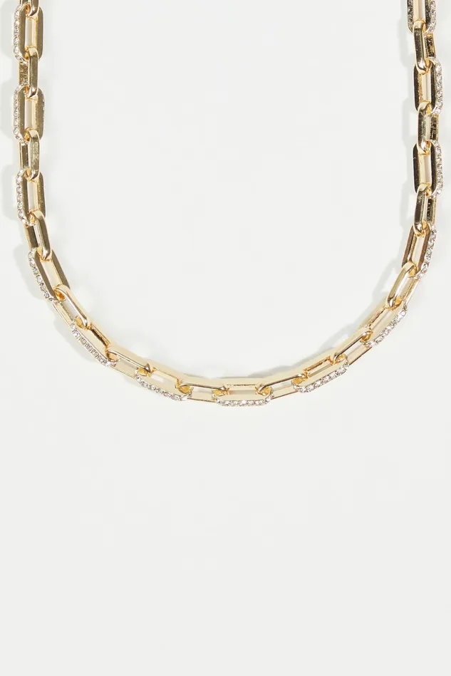 Altar039d State Rhinestone Paperclip Chain Necklace Women Jewelry