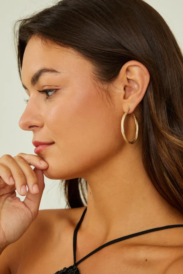 Altar039d State Textured Matte Hoop Earrings Women Jewelry