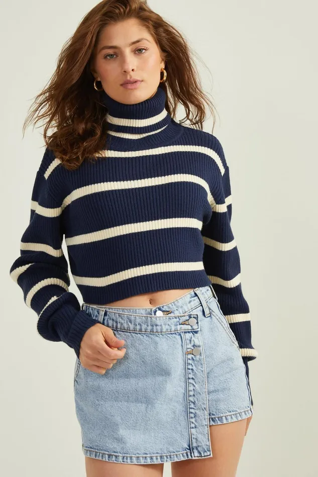 Altar039d State Tia Striped Turtleneck Women Sweaters