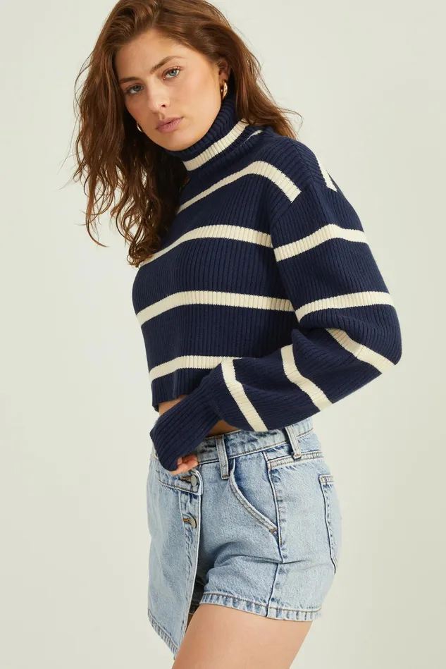 Altar039d State Tia Striped Turtleneck Women Sweaters