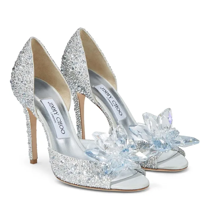 Anilla 100 Crystal Covered Open Toe Pumps Crystal Women JIMMY CHOO Bridal Shoes