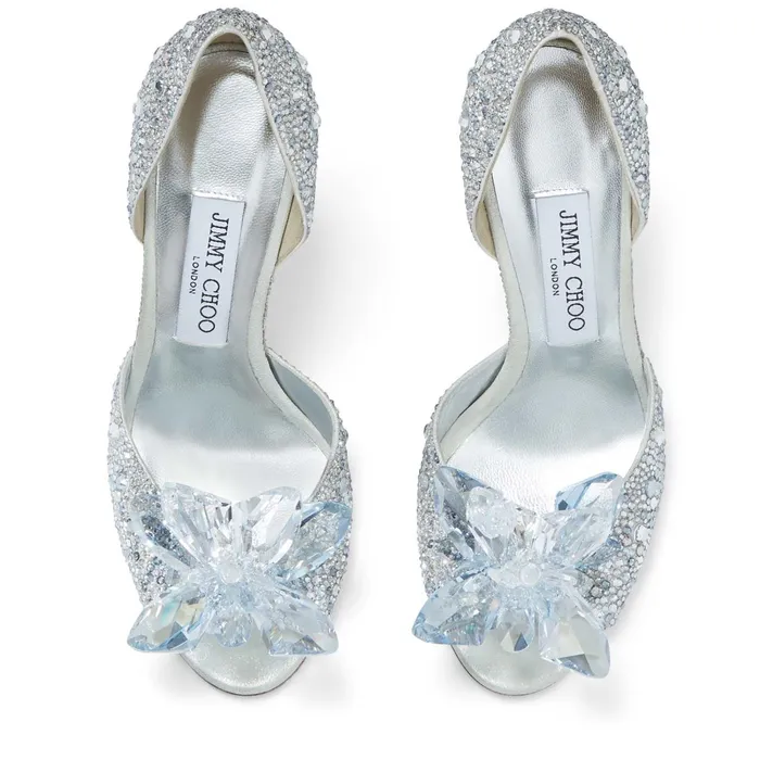 Anilla 100 Crystal Covered Open Toe Pumps Crystal Women JIMMY CHOO Bridal Shoes