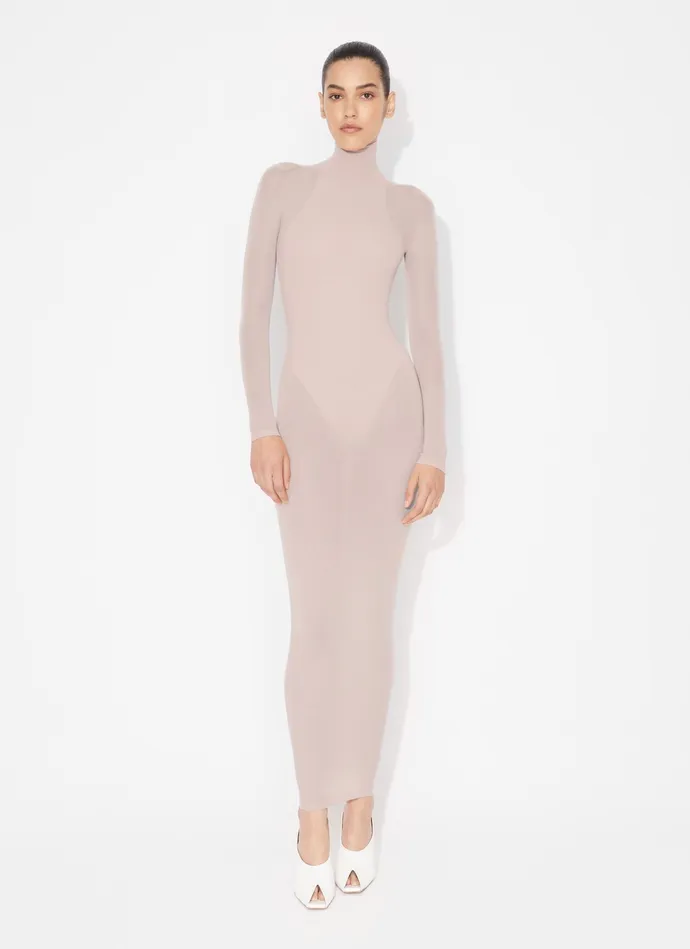 Apricot Fitted Dress In Fine Knit Women Alaa Dresses