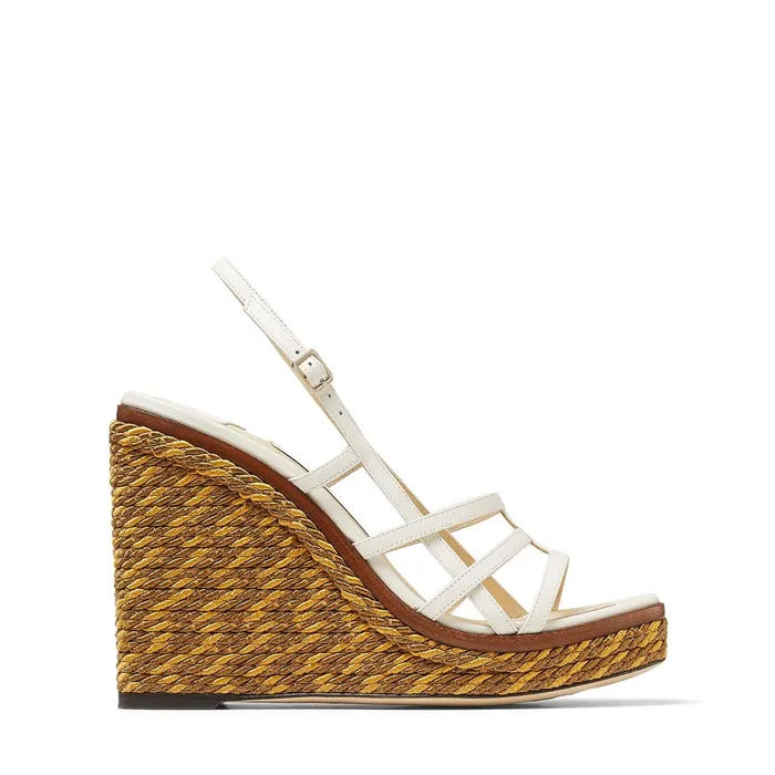 Ariela 110 Latte Nappa Leather Wedge Sandals With MultiStrap Front Latte Women JIMMY CHOO Wedges Ariela 110 Latte Nappa Leather Wedge Sandals With MultiStrap Front Latte Women JIMMY CHOO Wedges