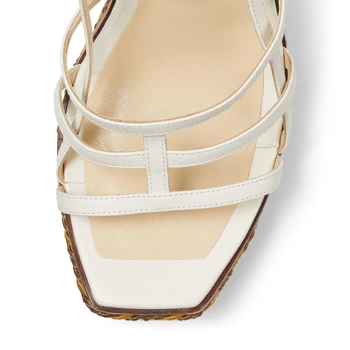 Ariela 110 Latte Nappa Leather Wedge Sandals With MultiStrap Front Latte Women JIMMY CHOO Wedges