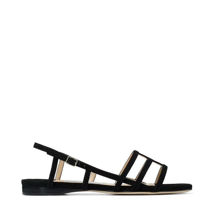 Arien Flat Black Suede Strappy Flat Sandals Black Women JIMMY CHOO Flats