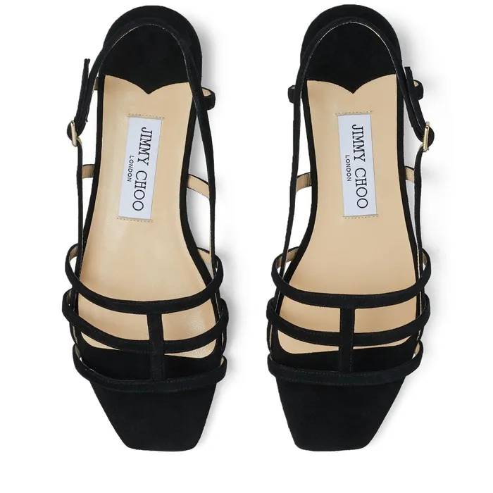 Arien Flat Black Suede Strappy Flat Sandals Black Women JIMMY CHOO Flats Arien Flat Black Suede Strappy Flat Sandals Black Women JIMMY CHOO Flats