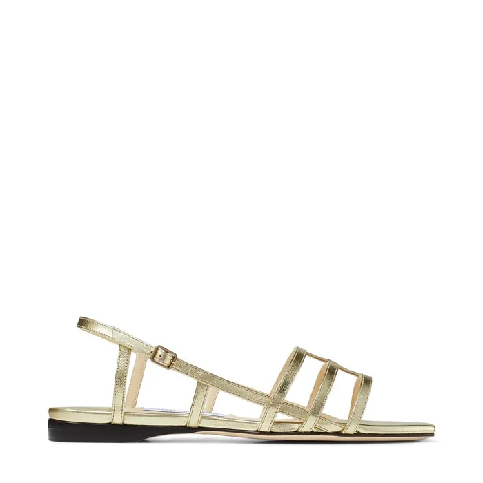Arien Flat Gold Metallic Nappa Leather Strappy Flat Sandals Dore Women JIMMY CHOO Flats Arien Flat Gold Metallic Nappa Leather Strappy Flat Sandals Dore Women JIMMY CHOO Flats