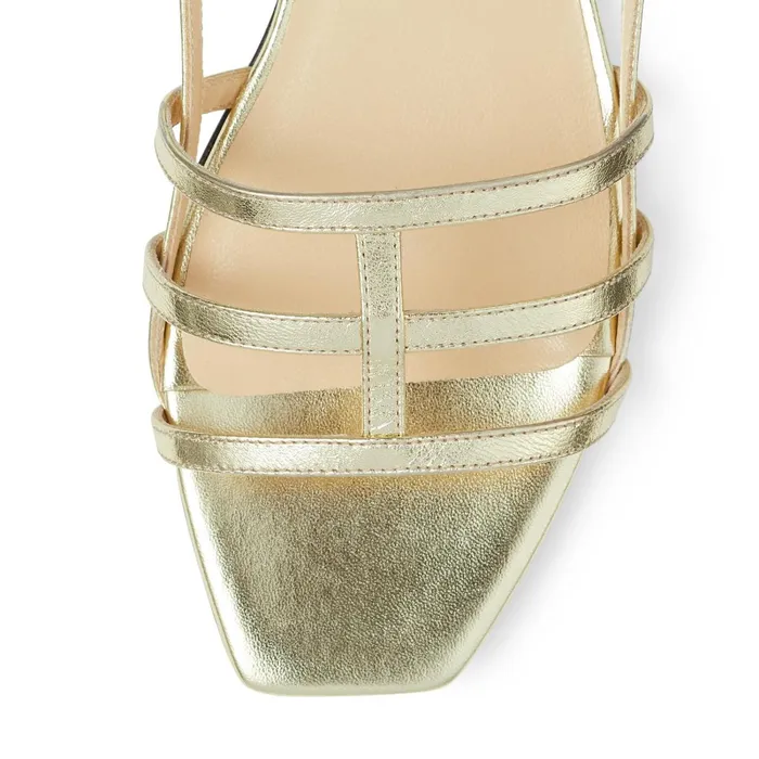 Arien Flat Gold Metallic Nappa Leather Strappy Flat Sandals Dore Women JIMMY CHOO Flats