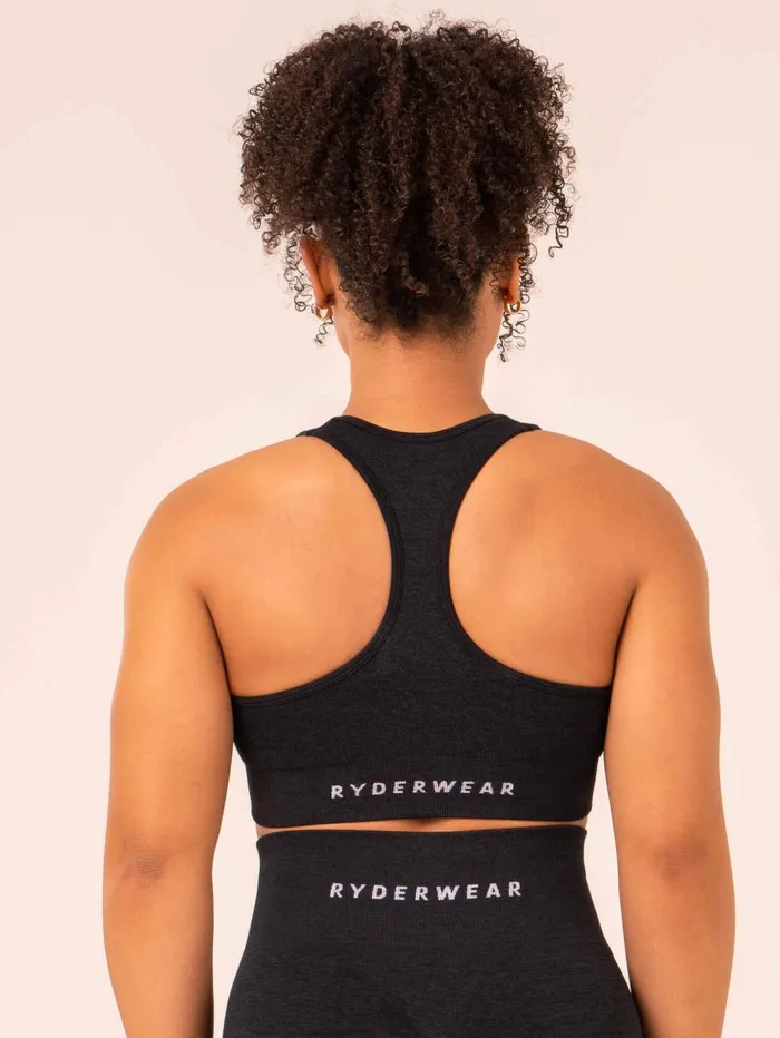 Aspire Seamless Sports Bra 8211 Black Marl Women Ryderwear Sports Bras