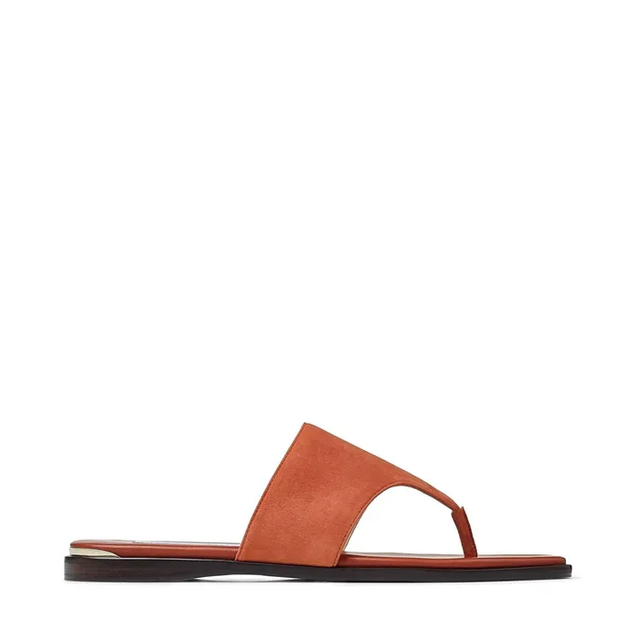Asti Flat Rust Suede SquareToe Sandals Rust Women JIMMY CHOO Flats