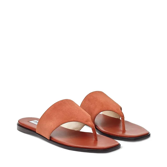Asti Flat Rust Suede SquareToe Sandals Rust Women JIMMY CHOO Flats