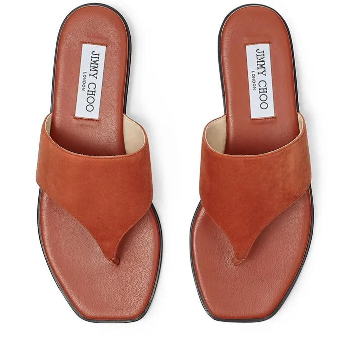 Asti Flat Rust Suede SquareToe Sandals Rust Women JIMMY CHOO Flats
