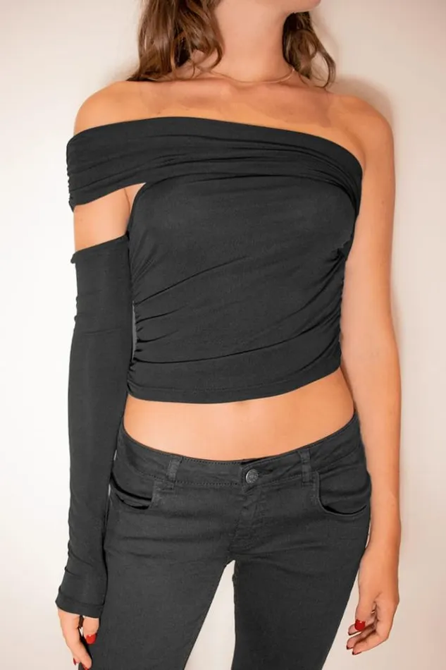 Asymmetric Crop Top Women Subdued Tops