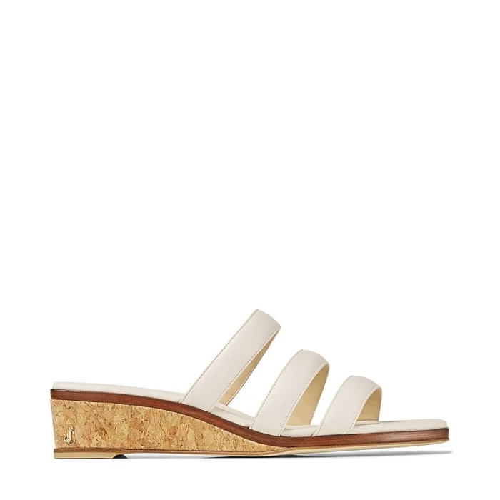 Athenia 35 Latte Nappa Leather Wedge Sandals With Jc Emblem Latte Women JIMMY CHOO Wedges Athenia 35 Latte Nappa Leather Wedge Sandals With Jc Emblem Latte Women JIMMY CHOO Wedges