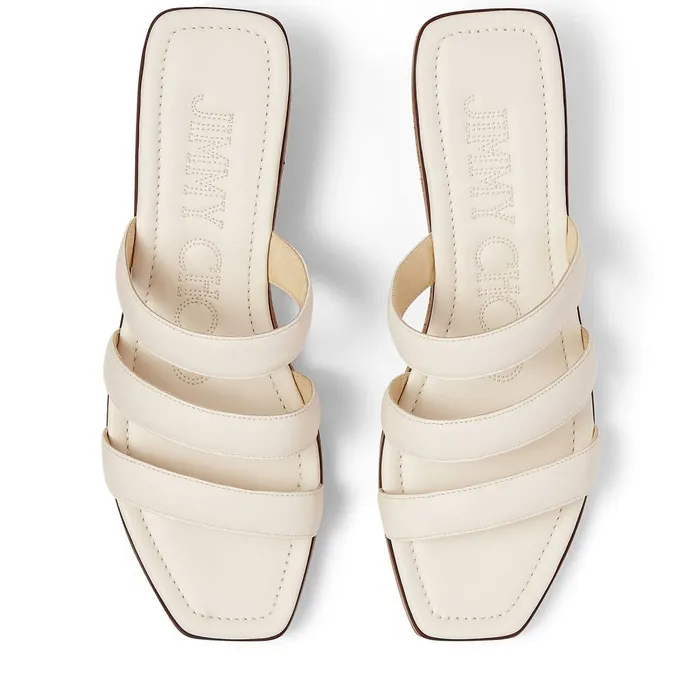 Athenia 35 Latte Nappa Leather Wedge Sandals With Jc Emblem Latte Women JIMMY CHOO Wedges