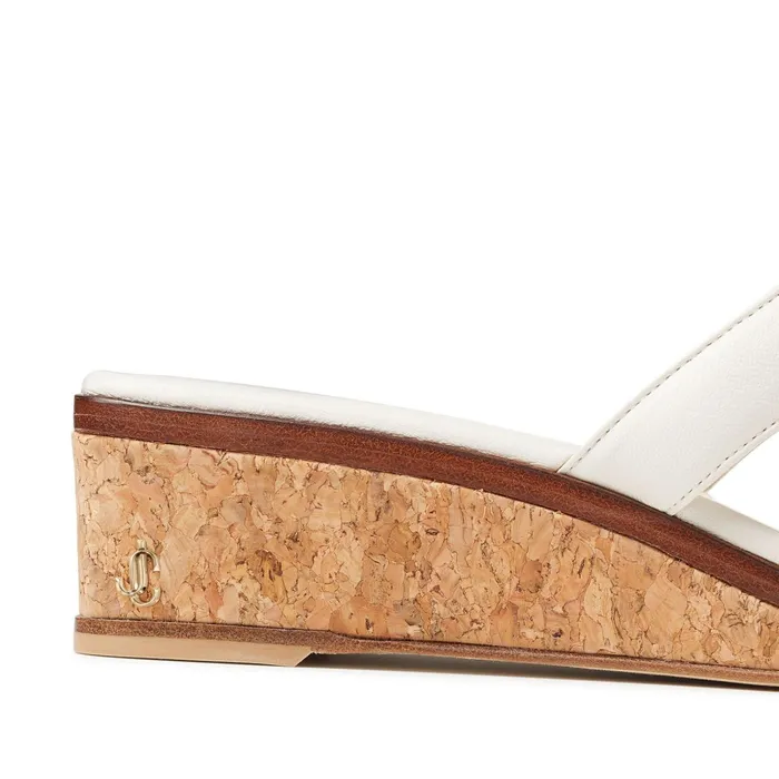 Athenia 35 Latte Nappa Leather Wedge Sandals With Jc Emblem Latte Women JIMMY CHOO Wedges