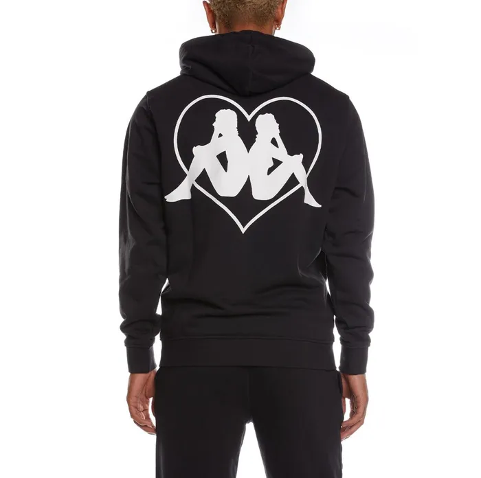 Authentic Love Torun Hoodie 8211 Black Black Kappa Mens Sweatsuits