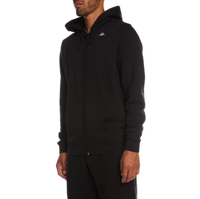 Authentic Lund Zip Hoodie 8211 Black Black Kappa Mens Sweatsuits