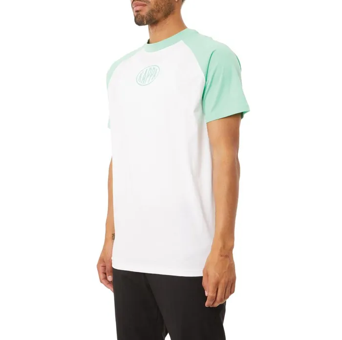Authentic Pop Elaysa TShirt 8211 White Green Spring White Green Spring Kappa Mens TShirts Christmas