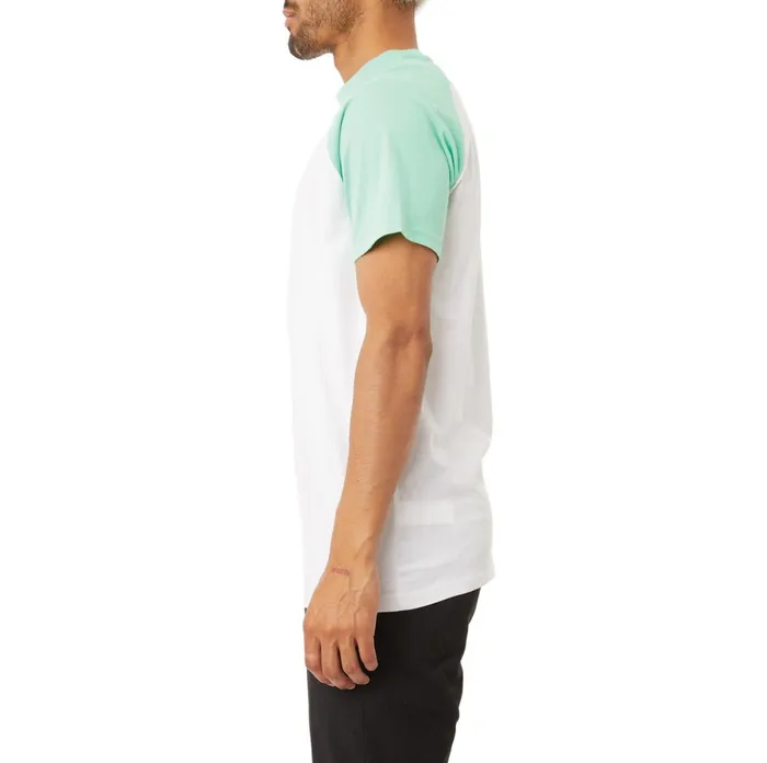 Authentic Pop Elaysa TShirt 8211 White Green Spring White Green Spring Kappa Mens TShirts Christmas