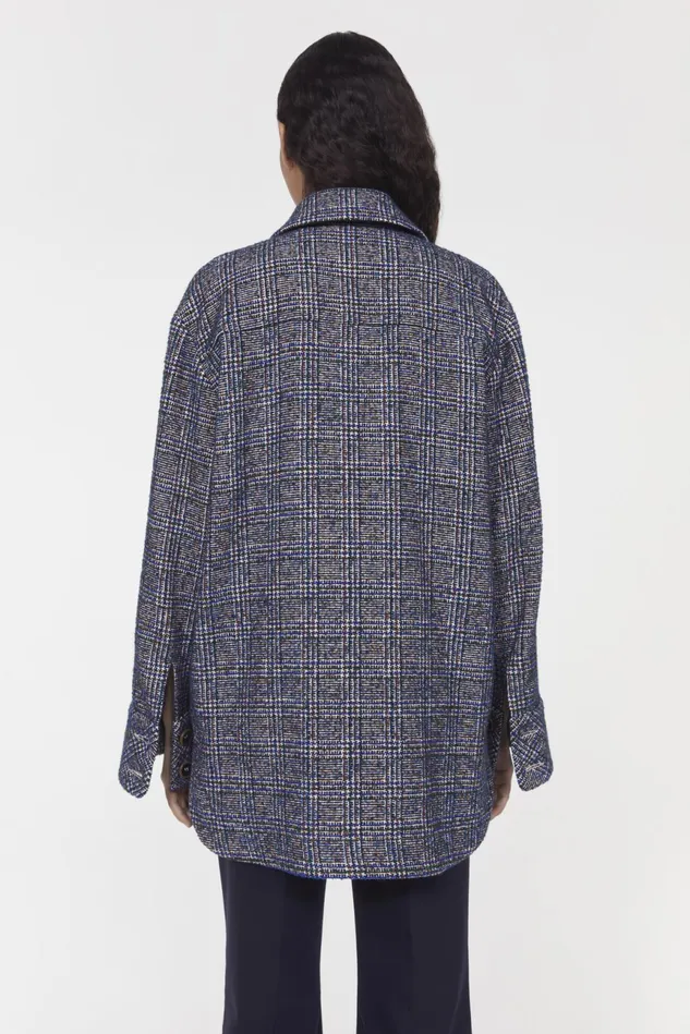 Avril Boucle Check Blazer Utility Blue Women Rodebjer Outerwear