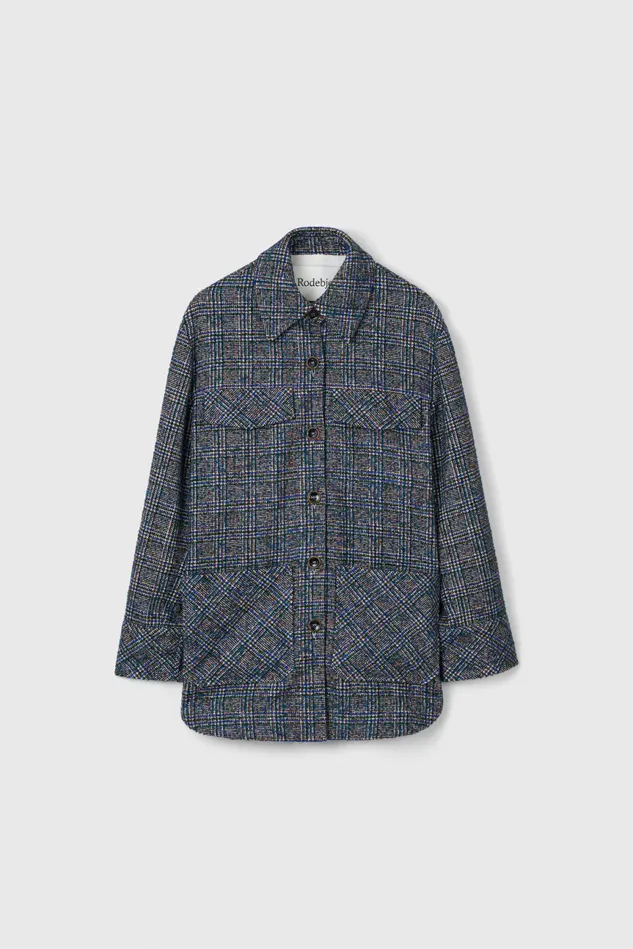 Avril Boucle Check Blazer Utility Blue Women Rodebjer Outerwear