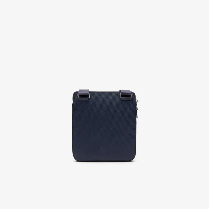 Bags Lacoste Mens Chantaco Matte Leather Flat Zip Bag Peacoat Near Me