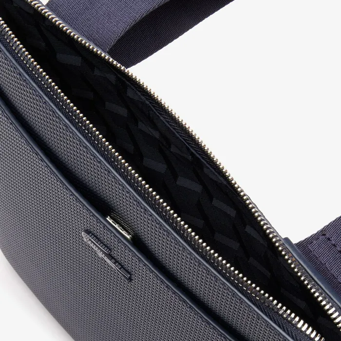 Bags Lacoste Mens Chantaco Matte Leather Flat Zip Bag Peacoat Near Me