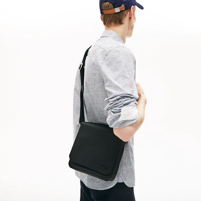 Bags Lacoste Mens Classic Flap Camera Bag Black USA