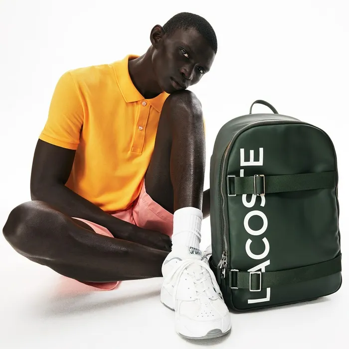 Bags Lacoste Mens L1212 Branded And Strap Backpack Thyme Outlet