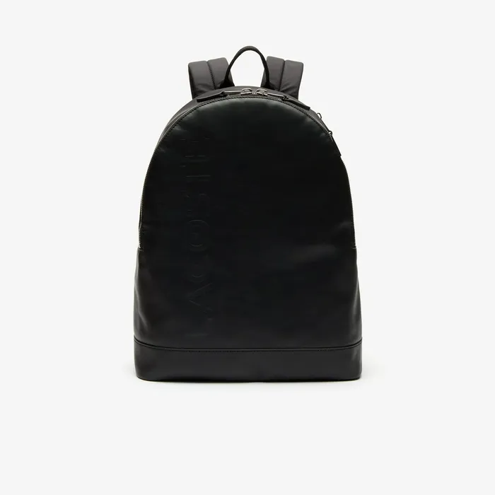 Bags Lacoste Mens L1212 Signature Leather Zip Backpack Black Online