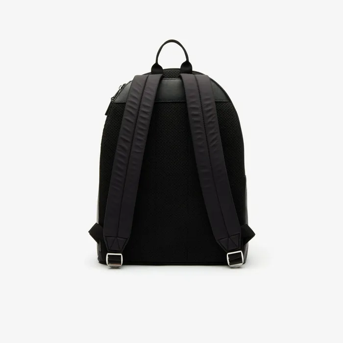 Bags Lacoste Mens L1212 Signature Leather Zip Backpack Black Online