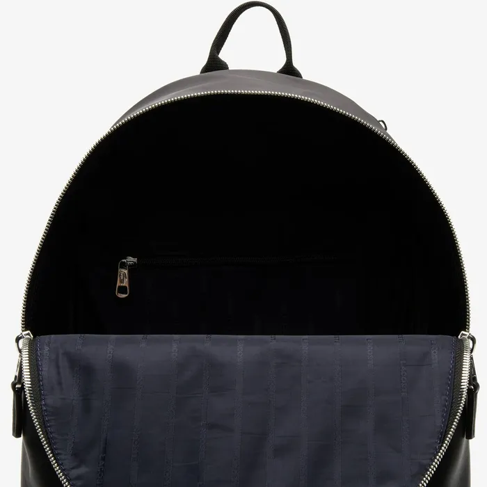 Bags Lacoste Mens L1212 Signature Leather Zip Backpack Black Online