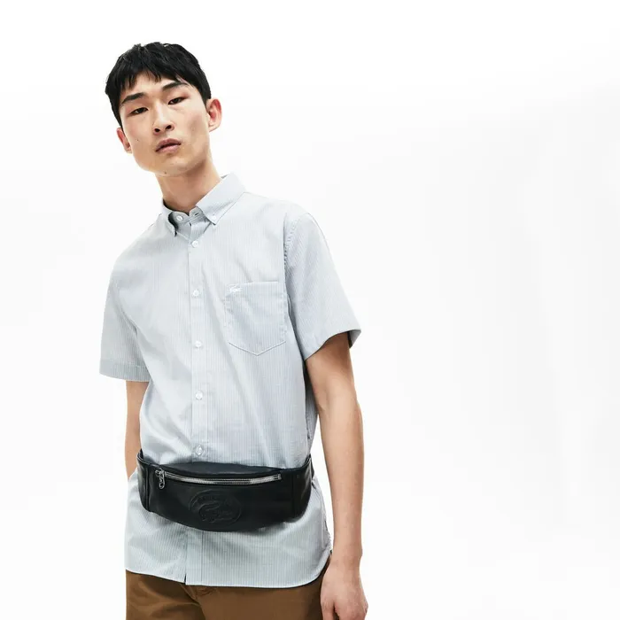 Bags Lacoste Mens Leather Fanny Pack Black USA