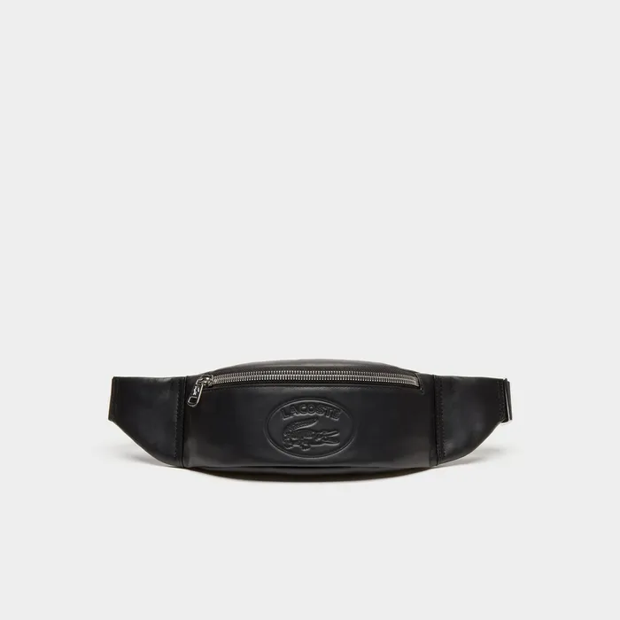 Bags Lacoste Mens Leather Fanny Pack Black USA