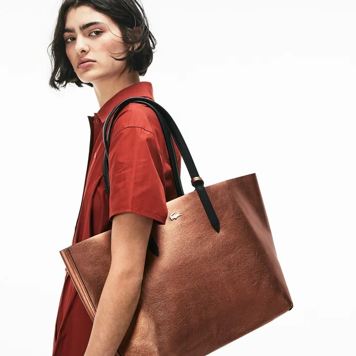 Bags Lacoste Womens Anna Reversible Matte And Iridescent Leather Tote Black 2132 Gift for Friend Bags Lacoste Womens Anna Reversible Matte And Iridescent Leather Tote Black 2132 Gift for Friend