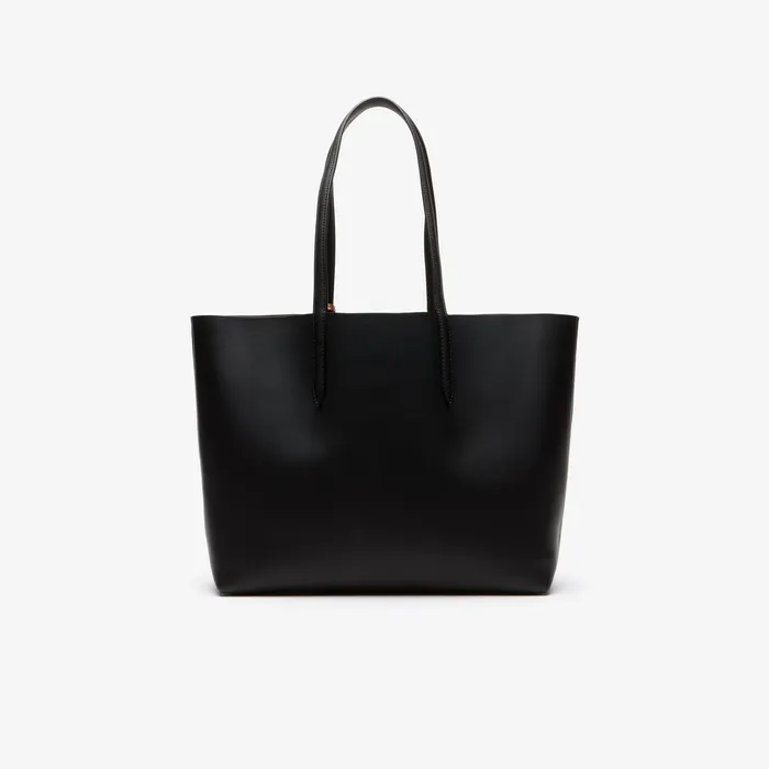 Bags Lacoste Womens Anna Reversible Matte And Iridescent Leather Tote Black 2132 Gift for Friend