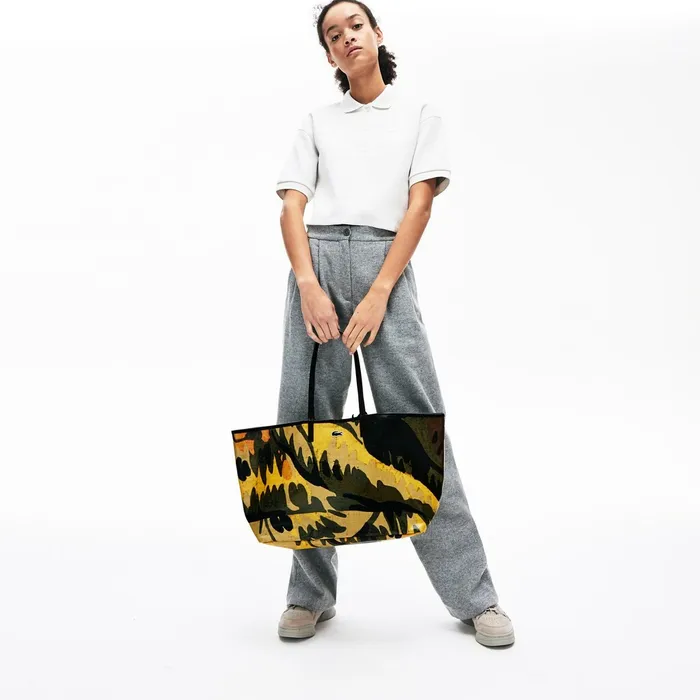 Bags Lacoste Womens Robert George Large Coated Print Canvas Tote Bag Original Green Gift for Friend Bags Lacoste Womens Robert George Large Coated Print Canvas Tote Bag Original Green Gift for Friend
