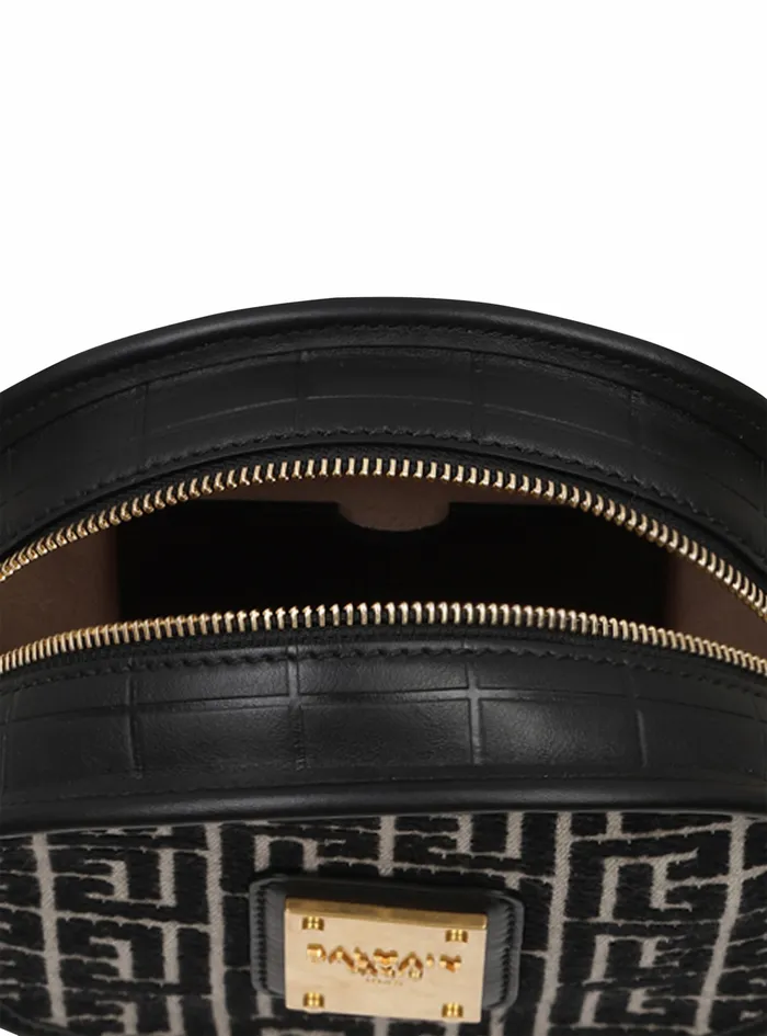 Balmain 1945 Bags Womens Bicolor Jacquard 1945 Circle Bag Black Balmain 1945 Bags Womens Bicolor Jacquard 1945 Circle Bag Black
