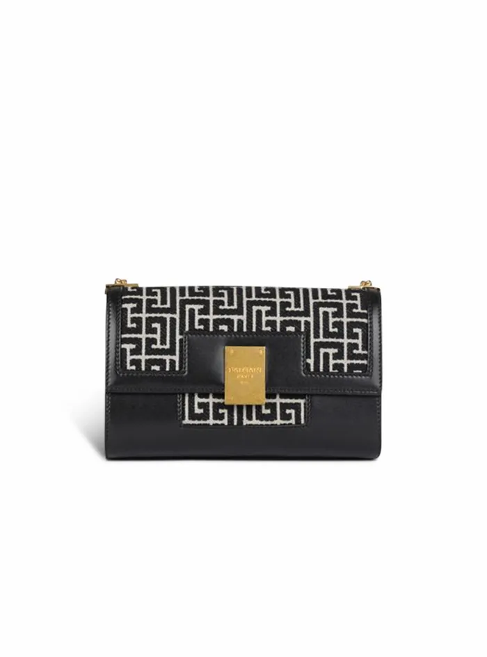 Balmain 1945 Bags Womens Medium Bicolor Jacquard 1945 Bag Black