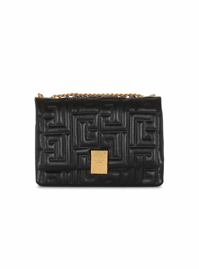 Balmain 1945 Bags Womens MediumSized Quilted Leather 1945 Soft Bag Black