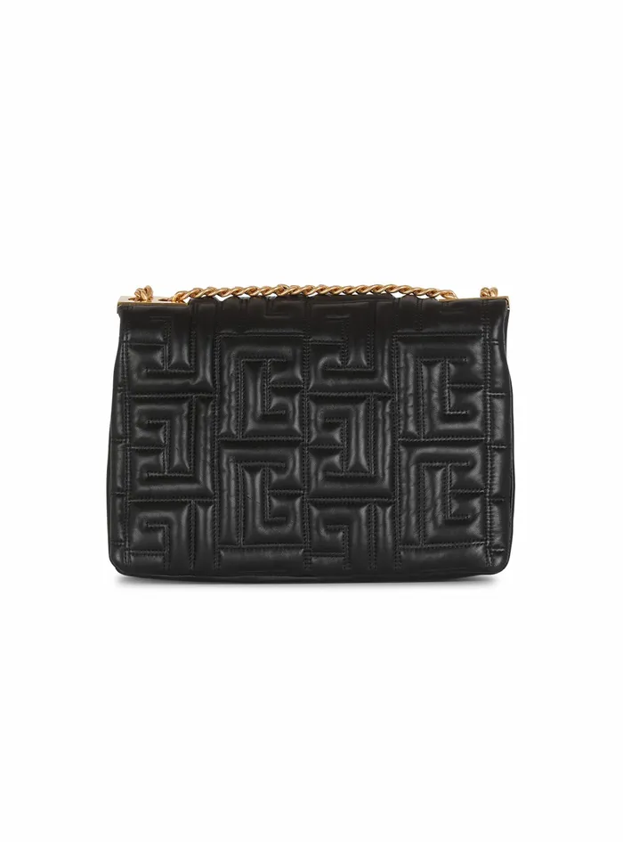 Balmain 1945 Bags Womens MediumSized Quilted Leather 1945 Soft Bag Black